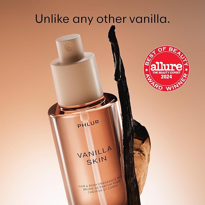 PHLUR Vanilla Skin Body Mist, 3 Fl Oz - Hair and Body Perfume for Women, Vanilla Perfume Body Spray with Pink Pepper, Cashmere Wood & Sandalwood Fragrance