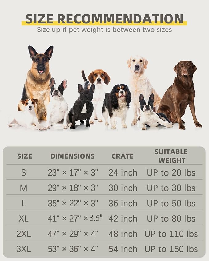 NUPIDA Orthopedic XXL Dog Beds for Crate with Washable Cover, 47x29, Brown | Egg-Crate Foam, Cozy Velvet Pet Mattress, TPU Waterproof Layer, Comfy Support, Anti-Slip Base Extra Large Breeds up to 90lbs