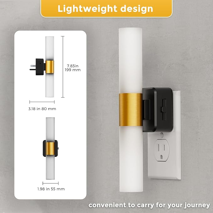 L LOHAS LED Night Light, 2 Pack Night Lights Plug into Wall | 3000K Soft White, 0-100LM Adjustable Brightness, 180° Rotating Plug in Night Light with Auto Light Sensor (Matte White)