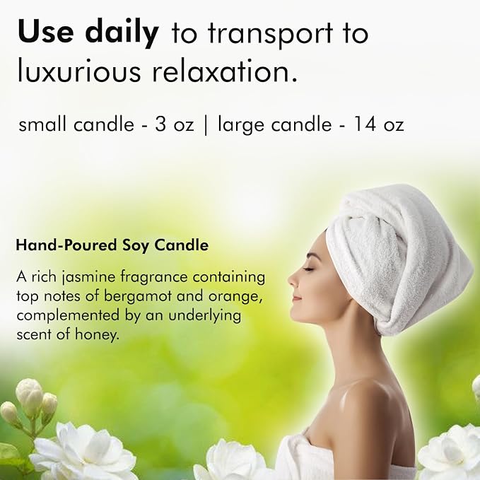 Nabila K – Jasmine & Honey - Soy-Based Candle - Jasmine, Ylang-ylang, Gardenia, Tuberose, and Honeysuckle, Honey - Hand-Poured - Cotton Wick - Aromatherapy - Essential Oils - Made in USA - 3 oz