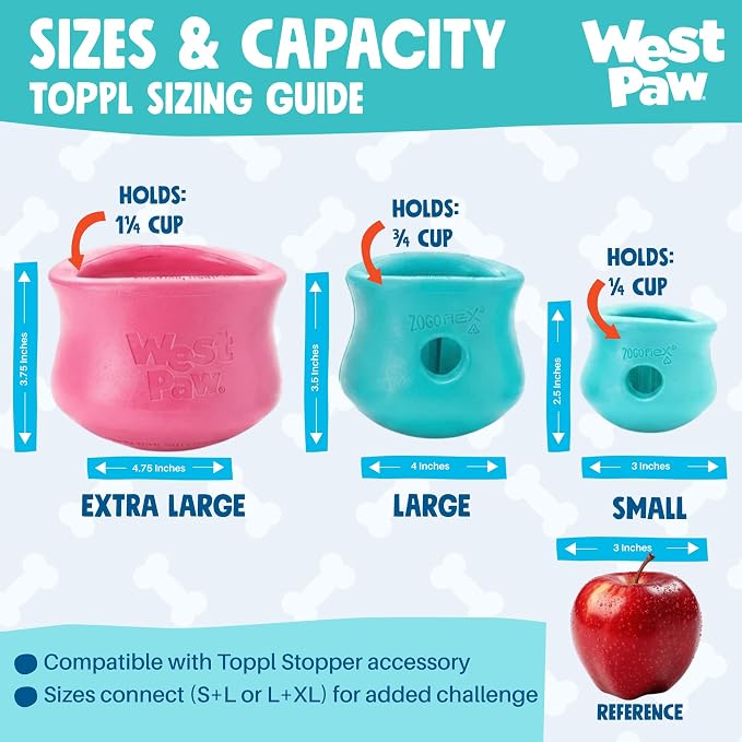 WEST PAW Zogoflex Toppl Interactive Treat Dispensing Puzzle Dog Toy for Mental Stimulation & Enrichment-Holds Kibble & Treats-Lickable, Freezable & Dishwasher Safe-Made in USA-Small-Geranium