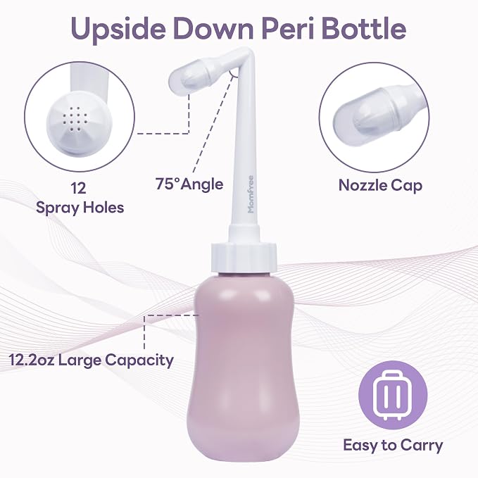 Upgraded Postpartum Essentials Recovery Kit for Women: Labor Delivery Post Partum - Perineal Healing Foam & Upside Down Peri Bottle | 6 Disposable Underwear | Soothing Pads | Nursing & Maxi Pads
