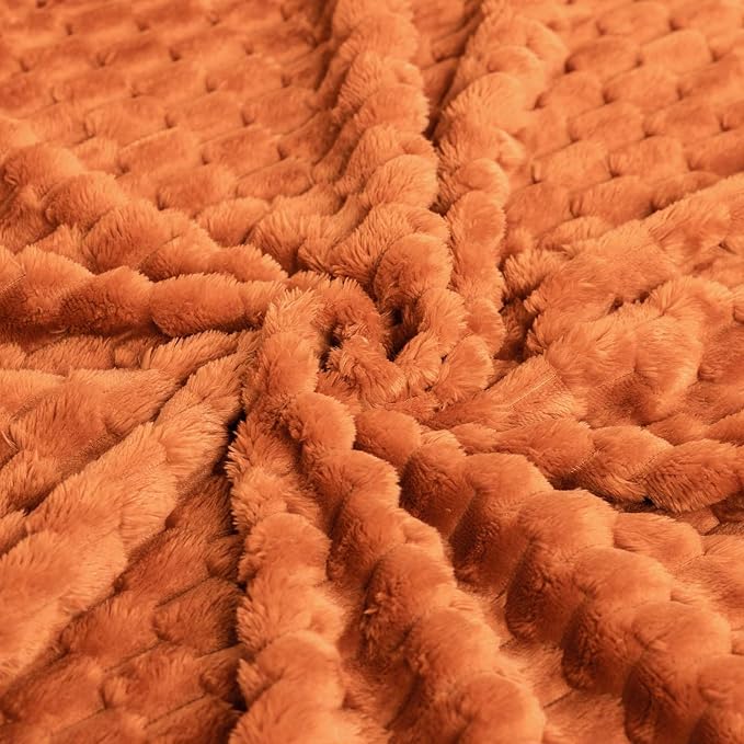 Bnuitland Orange Flannel Throw Blanket (50X40 inches), 300 GSM Fleece Cozy Warm Soft Lightweight Bed Sofa Blanket for Babys and Pets, Suitable for All Seasons