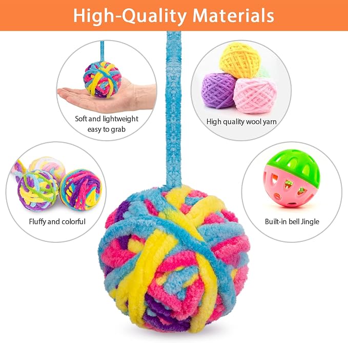 Retro Shaw Cat Toys Balls with Bells Inside, Kitten Toys Pack 6Pcs