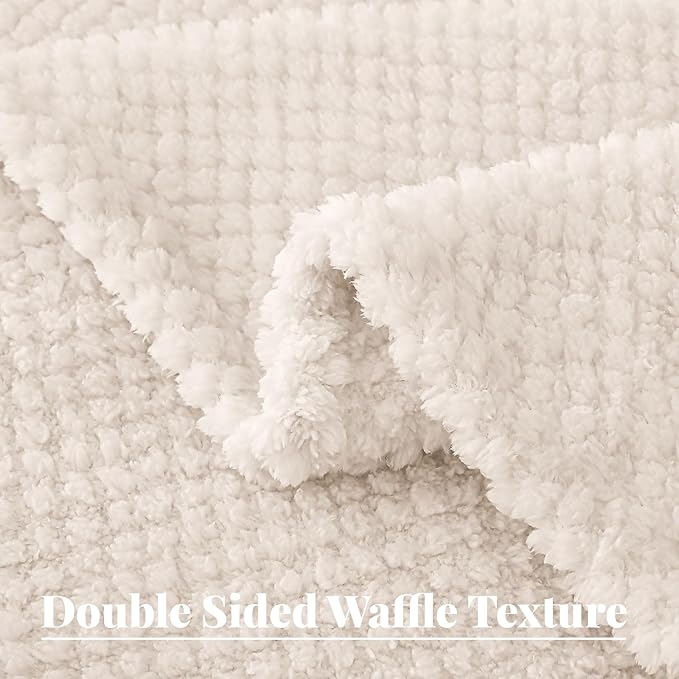 Whale Flotilla Soft Fleece Twin Size Bed Blanket, Ivory | 60x80 Inch, Suitable for Bed, Fluffy Fuzzy Jacquard Blankets for All Season, Lightweight and Cozy