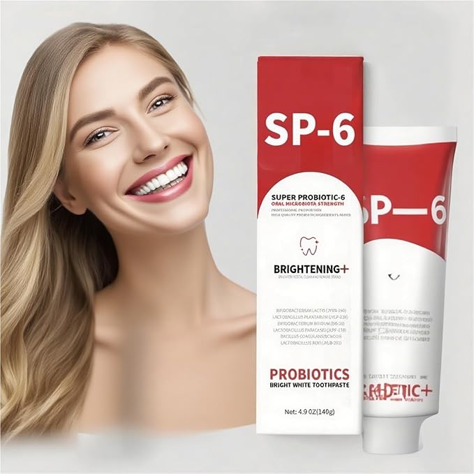 SP-6 Probiotic Whitening Toothpaste, a Fluoride Free Toothpaste for Cleaning Teeth, Keeps Gums White and Healthy, with a Mint Flavor and Fresh Breath
