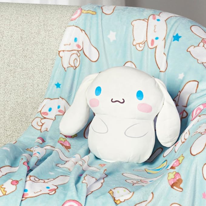 Northwest Cinnamoroll Sweet Treat Cinnamaroll Hugger Pillow & Silk Touch Throw Blanket Set, Stuffed Animal, 50x60 inches and 11 inch Plushie