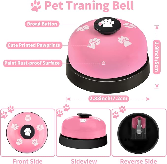 2 Pack Dog Doorbells, Pet Training Bells for Go Outside Potty Training and Communication Device Large Loud Dog Bell Cat Puppy Interactive Toys Adjustable Strap Door Bell (Pink)