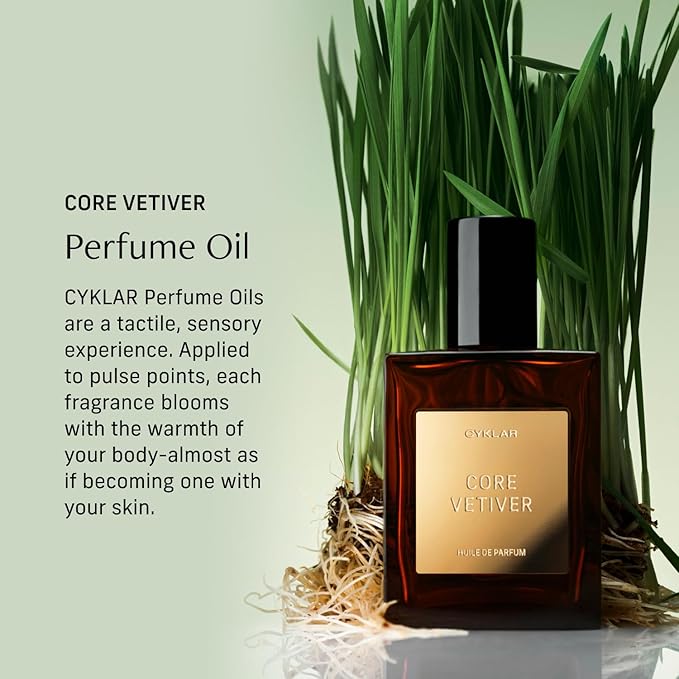CYKLAR Perfume Oil for Skin – Core Vetiver Scent – Crisp & Aromatic Perfume Fragrance with Driftwood & Clary Sage Notes – Travel-Friendly 15ml