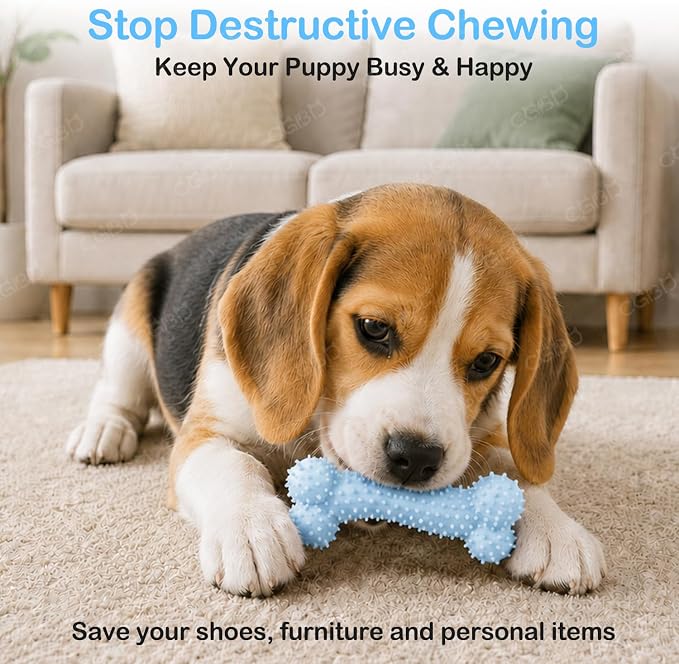 Puppy Toys, 6 Pack Dog Chew Toys for Puppy, Cute Blue Small Dog Toys, Teething Toys for Puppies, Soft Durable Interactive Chew Toy for Small Dogs