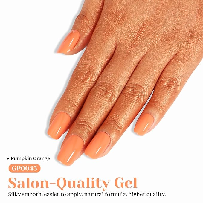 Orange Gel Nail Polish - 15ml Vibrant Light Orange Nail Polish, Self-Leveling Chip-Resistant Formula Lasts 28+ Days, All-Season Wear