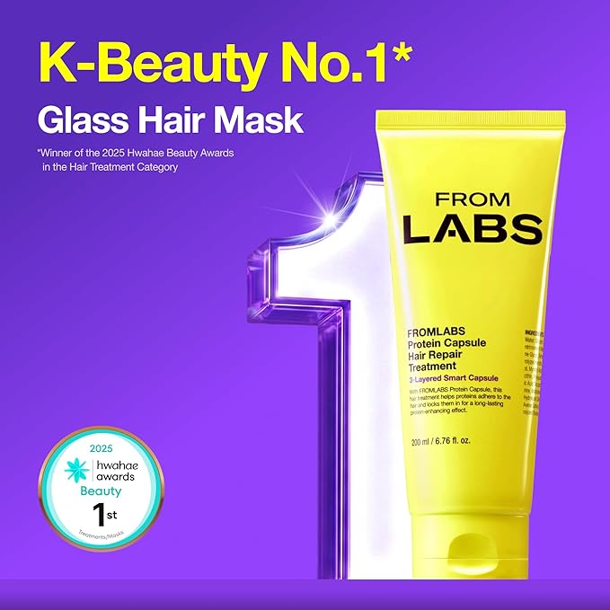 FROMLABS Hair Repair Duo – Protein Capsule Hair Repair Treatment (6.76 fl oz) + Intensive Keratin Booster Powder (8 Pack)