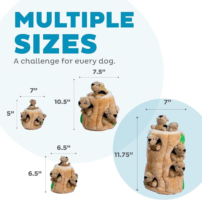 Outward Hound Hide-A-Squirrel Plush Squeaky Dog Toy, XL, 7" x 11.8" | Hide-n-Seek Puzzle, 6 Removable Squirrels, Fetch Play, Interactive Enrichment, Boredom Buster, Light Chewers, Dogs & Puppies