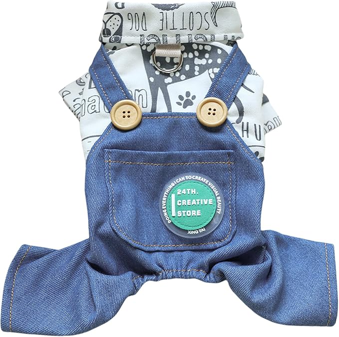 Dog Stylish Overalls Comfortable Puppy One Piece Outfits Summer Bib Overalls for Small Dogs Cute Pet Jumpsuit Onesie Chihuahua Yorkies Birthday Holiday Clothes Costume