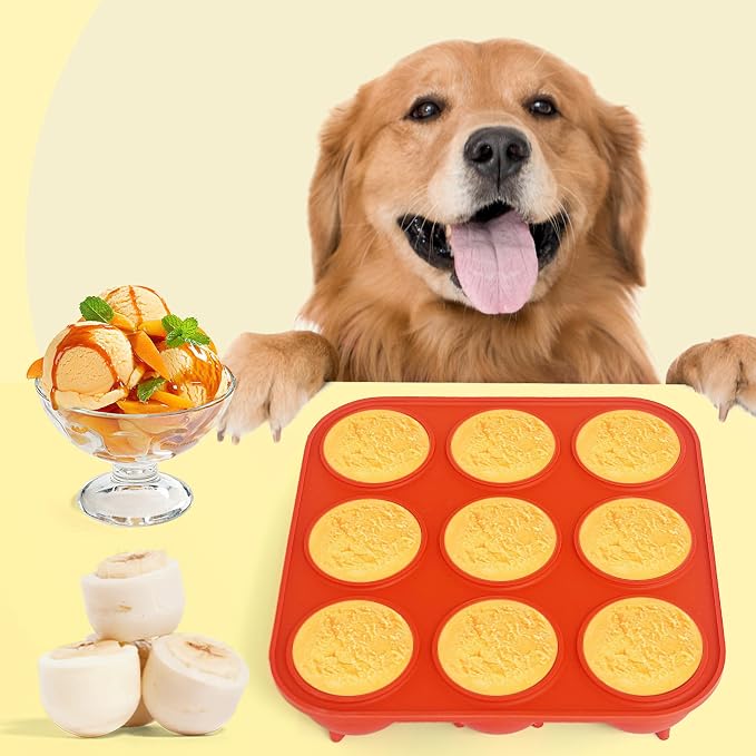 9-Cavity Silicone Frozen Dog Treat Mold for Woof Pupsicle & Power Chewer Pupsicle Large 25-75lbs,Reusable Frozen Dog Treat Tray Mold for Pupsicle Toy
