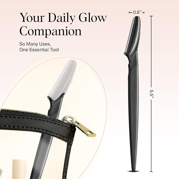 Kitsch Dermaplane Razor for Women Face – Face Razors for Women & Men, Eyebrow Trimmer & Face Shaver – Exfoliating Facial Razor & Skin Care Tool for Smoother Skin - Black, 6 pcs