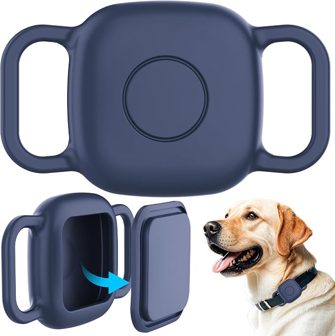 DDJ Waterproof Dog Collar Holder for Life360 Tile Mate Tracker, 2-Pack Durable Silicone Cover, Anti Lost for Life 360 Tile Tracker Case for Cat & pet Collars, Easy Installation, Black,Blue