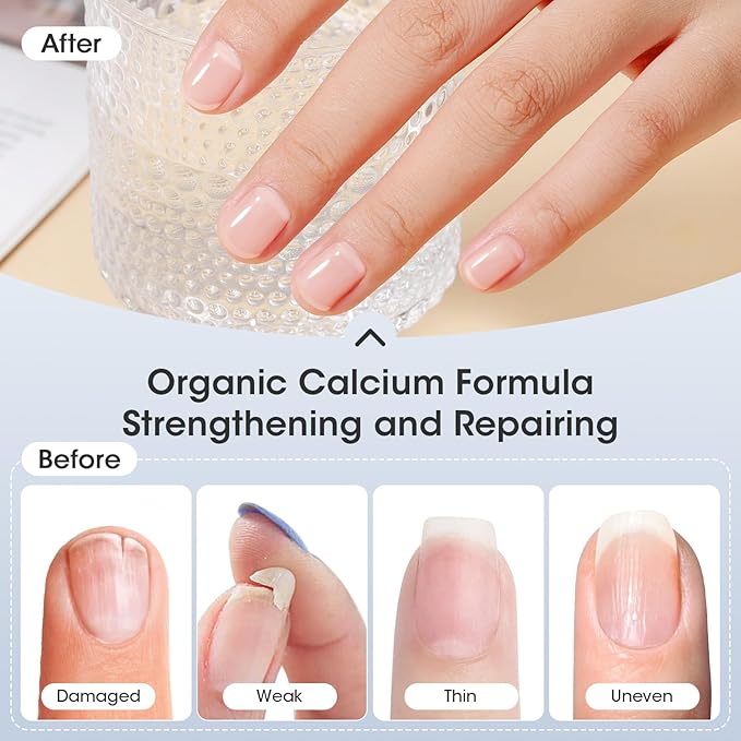 GELLEN Clear Nail Polish Base Coat, Quick Air Dry Calcium-Formula Regular Nail Polish Strengthens Nails, Anti-yellowing, Not UV Gel, TPO & HEMA Free, Non-toxic, No Chip, Long Lasting