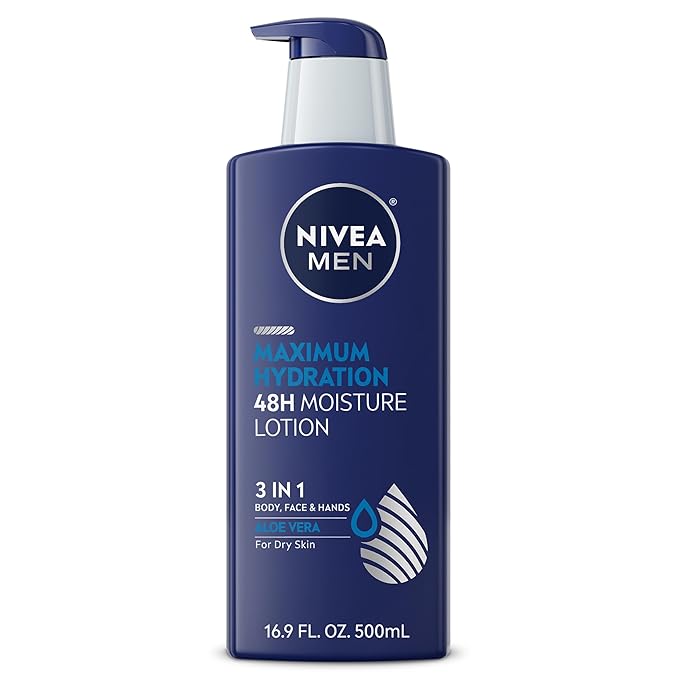 NIVEA MEN Real Madrid Limited Edition Design Maximum Hydration 48-Hour Moisture Body Lotion for Dry Skin, Aloe Vera Lotion for Men, 3-in-1 Body, Face and Hands, 16.9 Fl Oz Bottle