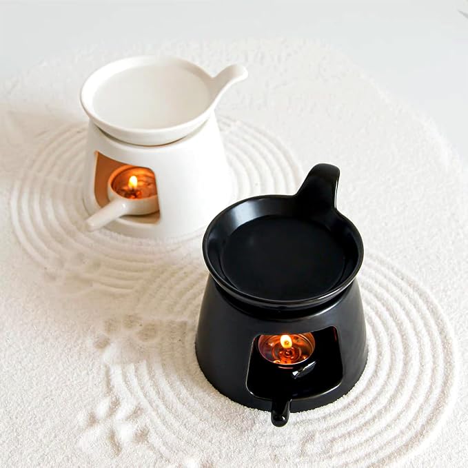 Black Ceramic Essential Oil Burner for Scented Oil,Tealight Wax Melt Warmer,Candle Diffuser,Tea Light Holder,Wax Melt Burner,Yoga Aromatherapy Fragrance Diffuser for Living Room,Bedroom,Office,4*5 IN