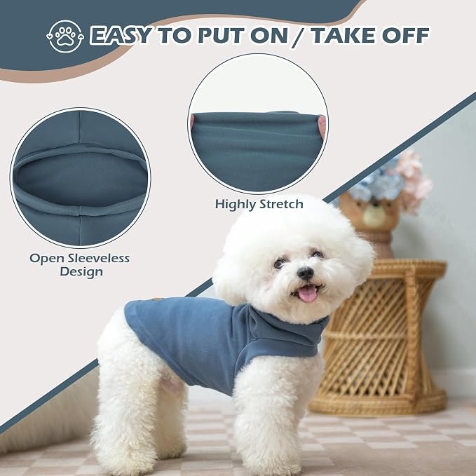 Cat Sweater Warm Fleece Pet Clothes for Cats Only | Soft Cat Vest Puppy Hoodie Coat, Fall Cold Winter Sweatshirt Pullover Clothing also for Small Dogs, Blue L