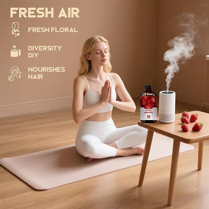 Strawberry Essential Oil, Strawberry Oil for Diffuser, Humidifier, DIY Candle, Soap, Sweet Fragrance, Home, Gift Ready,Strawberry Fragrance Oil - MLYNKL Essential Oils (16.33 fl oz / 490ml)