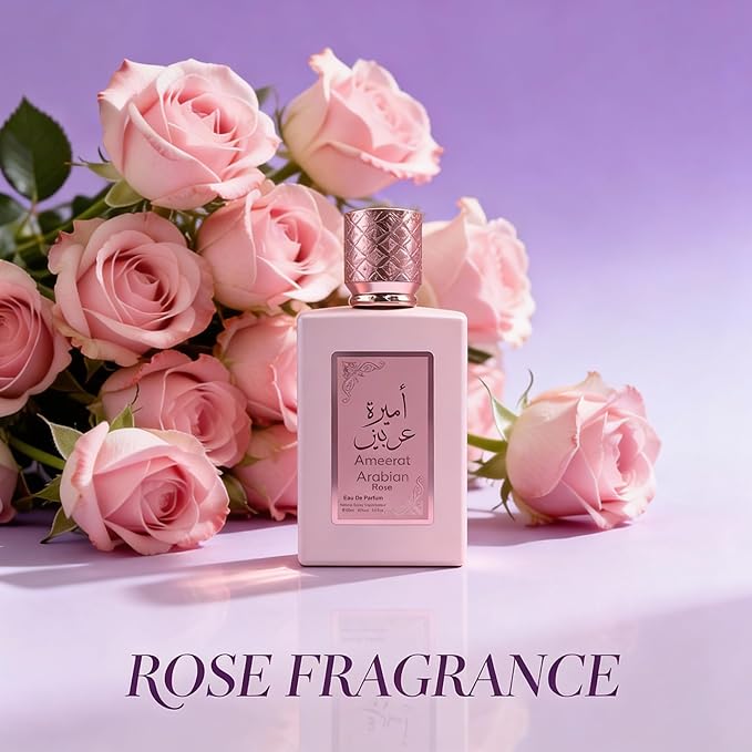 A CENTER Ameerat Arabian Rose Women's Cologne-Style Perfume | 100ml Floral Fruity Eau de Parfum | Strawberry & Rose Scent Gift for Her | Long Lasting Oriental Fragrance