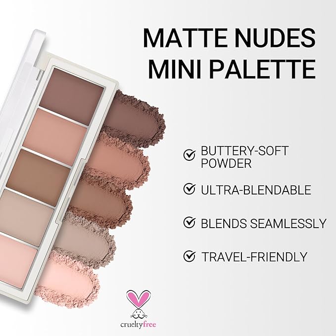 Erinde 5 Colors Matte Eyeshadow Palette Makeup, Natural Classic Nude Neutral Nude Brown Eye Shadow, Long Wearing Waterproof Everyday Eye Makeup for Brown Eyes, Cool-Toned Nude Taupe Brown, 06