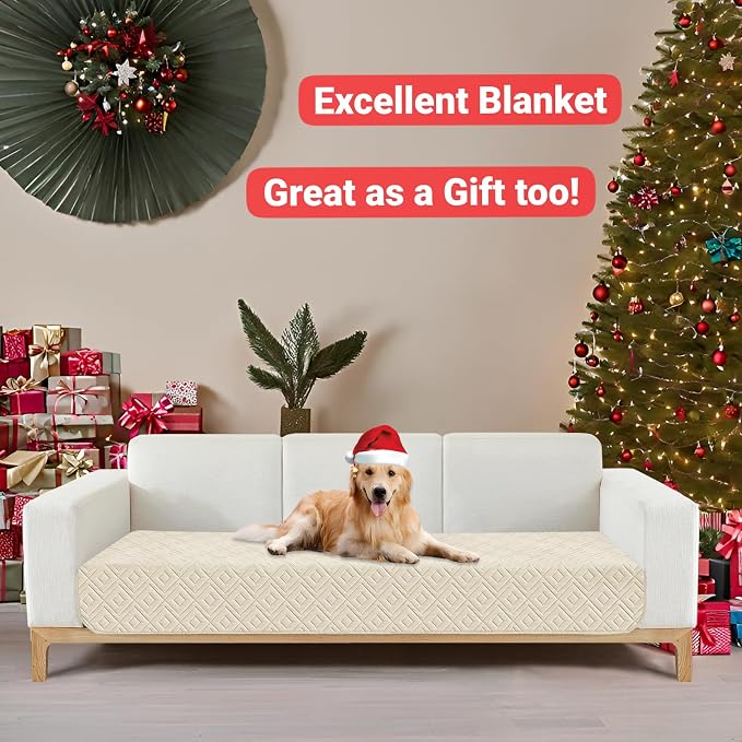 2026 Waterproof Sofa Dog Blanket (30"x70") Comfy Couch Sofa Mat for Pets with Anti-Slip Back, Universal Incontinence Lightweight Liner Pad for Furniture Car Picnic etc Durable Washable, Beige