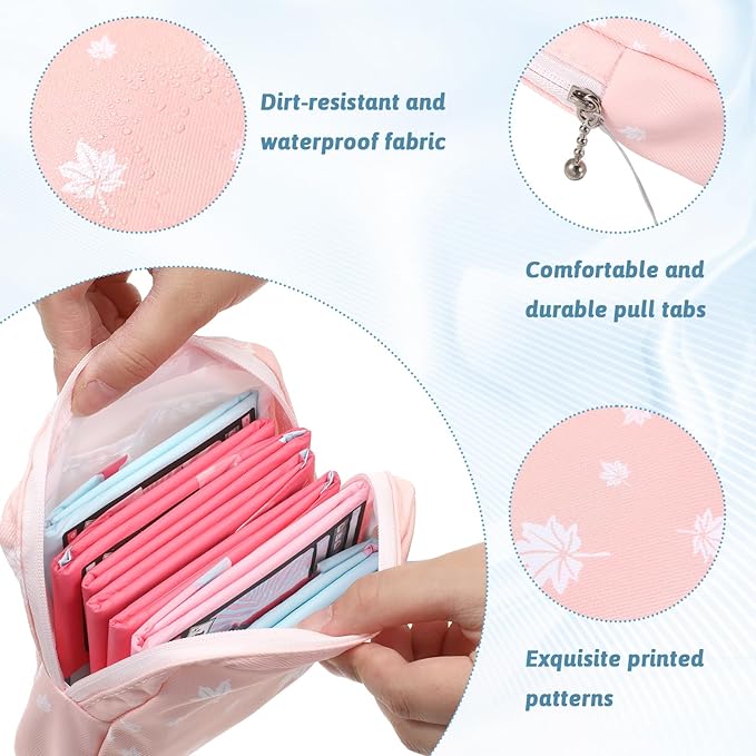 Skrfren 4 Pack Portable Sanitary Napkin Storage Bags, Reusable Mini Pouch for Purse, Menstrual Period Bags, Feminine Care Period-Bags Kit