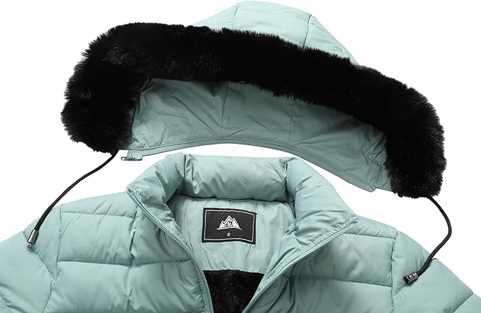 GOLDLADIES Women's Waterproof Long Down Jacket,Warm Winter Hooded Puffer Coat Thickened for Hiking Outdoor