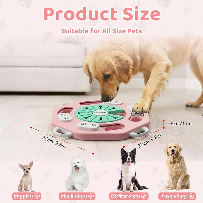 Dog Puzzle Toy for Smart Dogs, Interactive Dog Enrichment Toys,Level2(Pink)