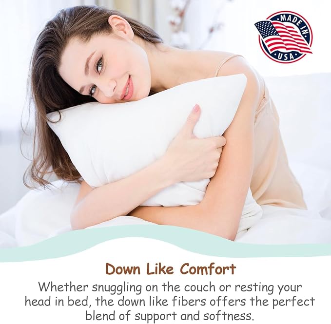 Pillowflex Synthetic Down Pillow Insert 14x28 in - Karate Chop Pillow | Large Rectangle Sham Form, Plush Polyester Cotton Blend, Cloud-Like Comfort, Clump-Resistant Fill, Smooth Elegant Finish