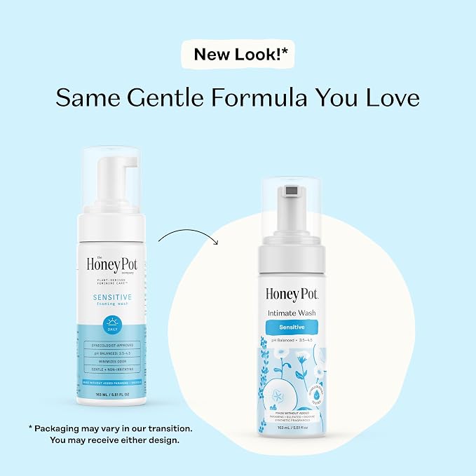 The Honey Pot Company - Feminine Wash - Sensitive - pH Balanced, Herbal Infused Plant-Based Feminine Care for Sensitive Skin - Daily Intimate Cleanser for Women - 5.51 Fl Oz (Pack of 3)