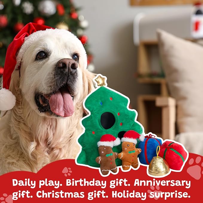 Hollypet Christmas Squeaky Hide and Seek Dog Toys for Small and Medium