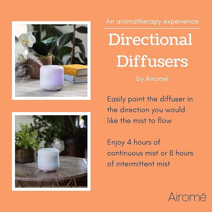 Airome Simple 120 mL BPA-Free Plastic LED Light-up Diffuser with Directional Mist Ideal for Pointing at Face, White