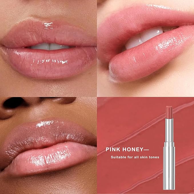 Honeynoir-Pink Honey Lipstick, Moisturizing Lip Color, Nourishing Lip Balm, Honey Noir Lipstick Suitable for All Skin Tones, Natural Lip Care, Long-Lasting Moisturization Non-Sticky (Pink)