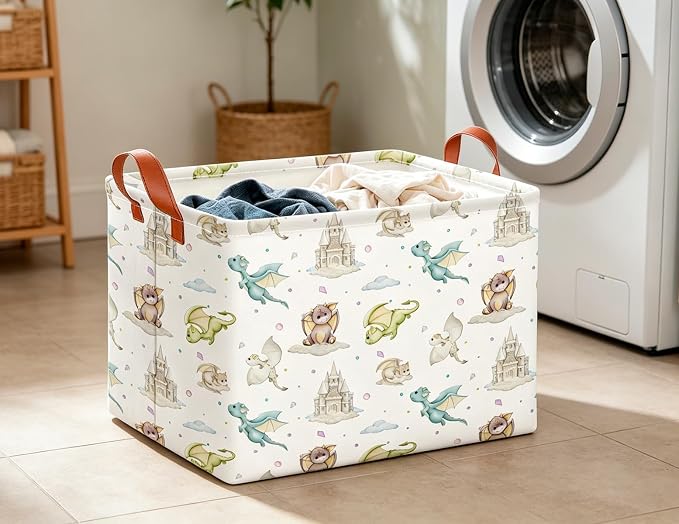 CLOCOR Rectangular Storage Bin,Waterproof Books Box,Gift Basket(Dinosaur)