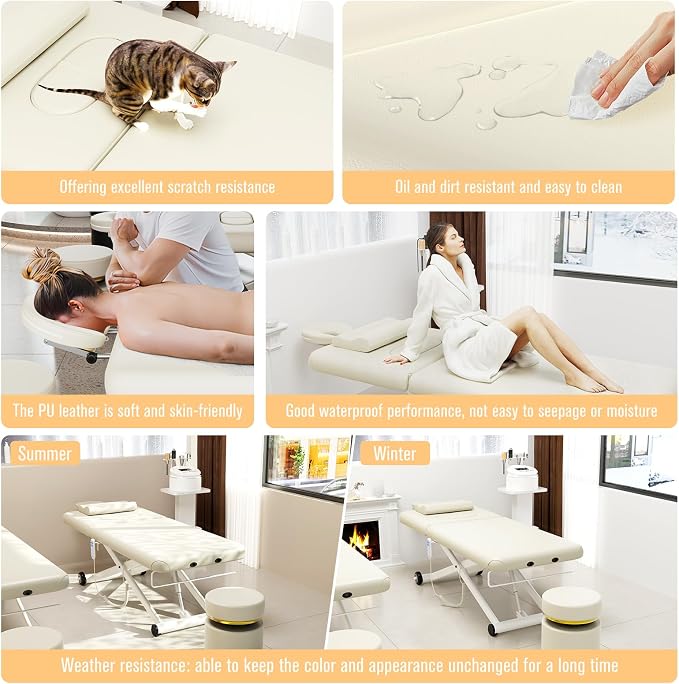 Dolonm Electric Massage Table, Heavy Duty Electric Lift and Electric Backrest 2 Motor Adjustable for Treatment/Medical Spa/Facial Bed/Beauty Bed/Massage Beds and More - 31.2 Wide x 75 Long, White