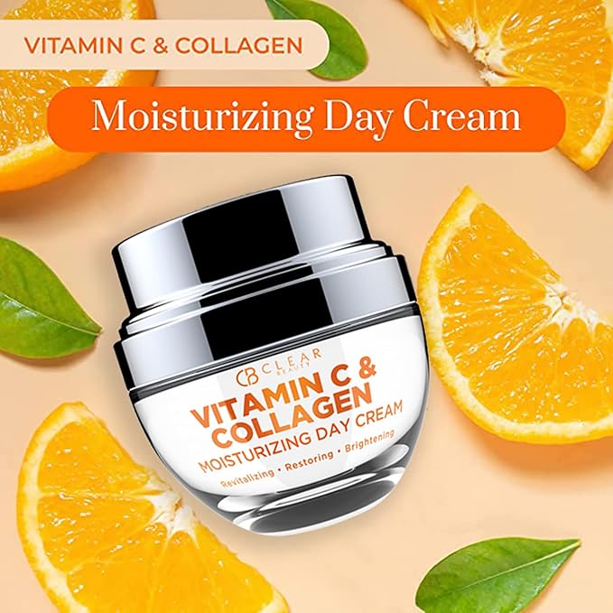 Clear Beauty Vitamin C & Collagen + Hyaluronic Acid & Retinol Moisturizer - Dermatologist Tested, Anti-Aging, Fine Lines & Wrinkles Treatment, Korean Skin Care, All Skin Types - Value Set