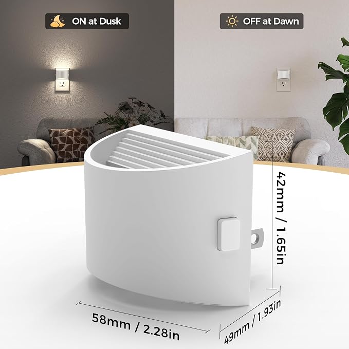 Night Light, Night Lights Plug into Wall, Adjustable, 5000K | 3 Level Brightness Adjustable Night Light, Dusk to Dawn Sensor Nightlights for Adults, Bedroom, Bathroom, Hallway, 4 packs