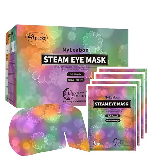 Steam Eye Mask, 48 Packs Unscented Heated Compress Eye Mask for Dry Eyes, Disposable Self Heating Sleeping Warm Eye Patch Help for Dark Circles, Puffy Eyes, Relief Stress Eye Fatigue(New)