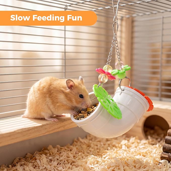 2-Pack Rat Enrichment Toys,Interactive Slow Feeder Puzzle Toys Set for Mice and Parakeets,Hanging Foraging Feeders with 2 Styles, Wide Opening for Various Treats