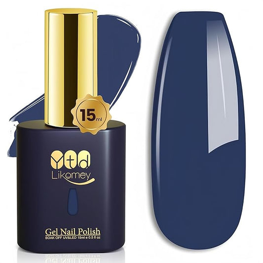 YTD Likomey Dark Navy Blue Gel Nail Polish,15ml Salon Home DIY Manicure and Pedicure Royal Cobalt Fall Winter Soak Off UV Color Varnish,CS417
