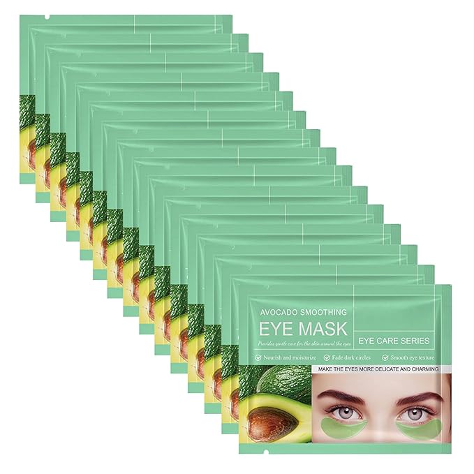 Under Eye Mask Patches, 30 Pairs Collagen Hydrating Moisturizing Smoothing Gel Pads for Puffy Eyes Bags,Dark Circles,Puffiness,Fine Lines,Wrinkles,Anti-Aging Avocado