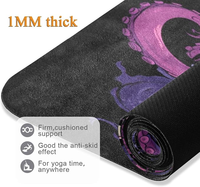 Skull Yoga Mat for Women Men 71" x 26" Non Slip Exercise & Fitness Mat 1mm Thick Workout Mat for Yoga, Pilates, Come with Storage Bag