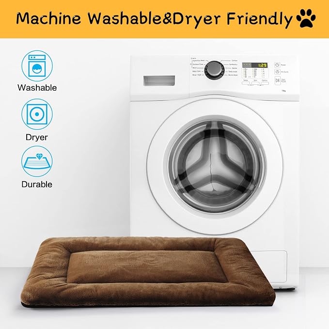 Dog Crate Pad Washable Dog Bed for Crate Medium Cozy Mat 36-Inch Brown | Ultra Soft Kennel Pad,Anti-Slip Bottom,Fits for Most Metal Crates,Comfortable Sleeping Pet Mat