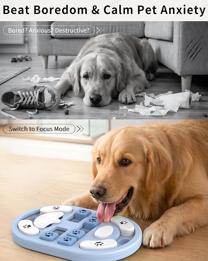 Dog Puzzle Toy, Interactive Enrichment Treat Food Puzzles, Gray | Mental & Brain Stimulation, Slow Feeder, For Smart Puppy Small Medium Large Dogs Cats