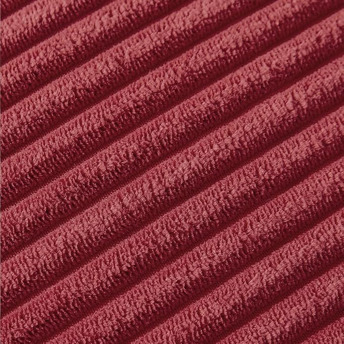 Fancy Homi 2 Packs Burgundy Decorative Throw Pillow Covers 20x20 Inch with Pom poms, Christmas Home Decor, Soft Corduroy Accent Square Cushion Case for Living Room Couch Bed Sofa 50x50 cm