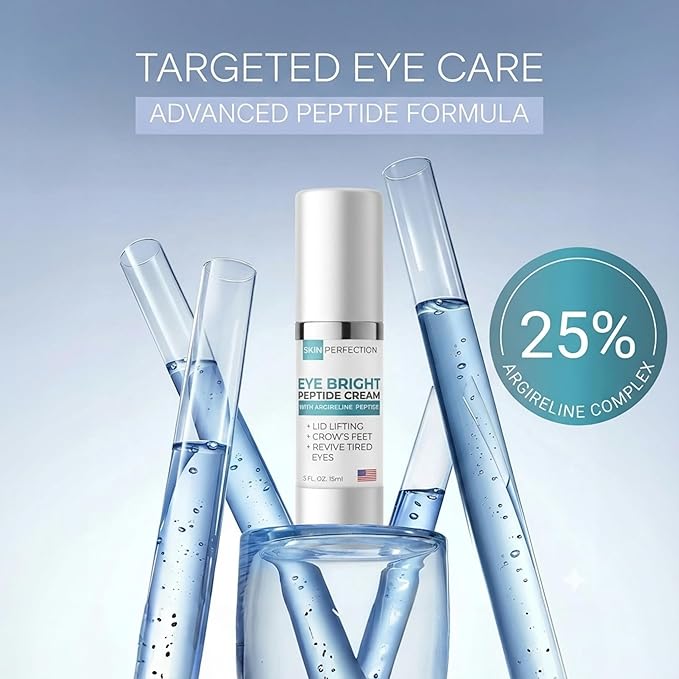Skin Perfection Eye Bright Anti-aging Eye Cream 25% Argireline 15% Matrixyl 8% Pepha Tight Hyaluronic Acid Crow's Feet Lift Lids Under-eye Dark Circles Puffiness Antioxidants 0.5 Oz